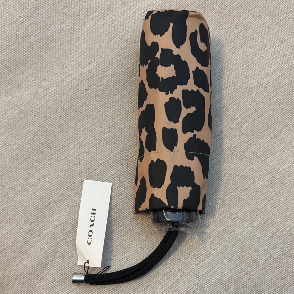 Coach Tan and Black Leopard Umbrella